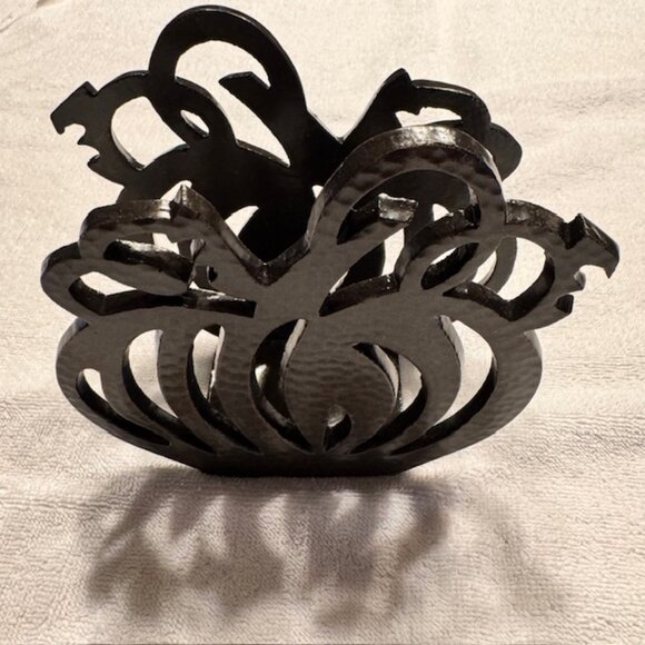 Crate And Barrel Hammered Metal Pumpkin Napkin Holder- Dark Brown Bronze - New - Picture 2 of 7